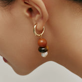 Sylva Earrings Wood, Shell, and Freshwater Pearl Hoop Earrings